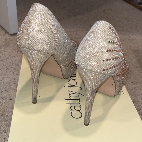 Cathy Jean sparkle open toe platform heels Gold size 8 - Picture 5 of 8